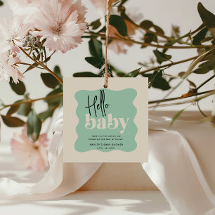 Modern Hello Baby Mint Green & Cream Baby Dusche Geschenkanhänger
