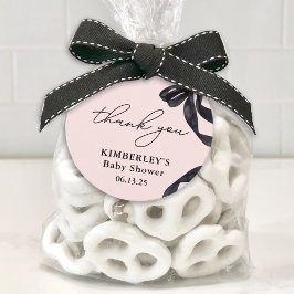 Modern Hello Baby Watercolor Black Bow Babydusche Geschenkanhänger