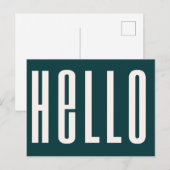 Modern Hello | Dark Green Bold Simple Minimalistis Postkarte (Vorne/Hinten)