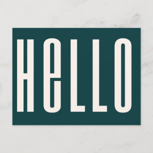 Modern Hello   Dark Green Bold Simple Minimalistis Postkarte