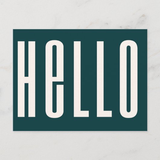 Modern Hello | Dark Green Bold Simple Minimalistis Postkarte (Vorderseite)