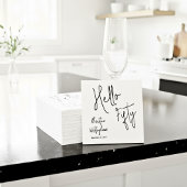 Modern Hello Fifty Script 50th Birthday Cocktail Serviette