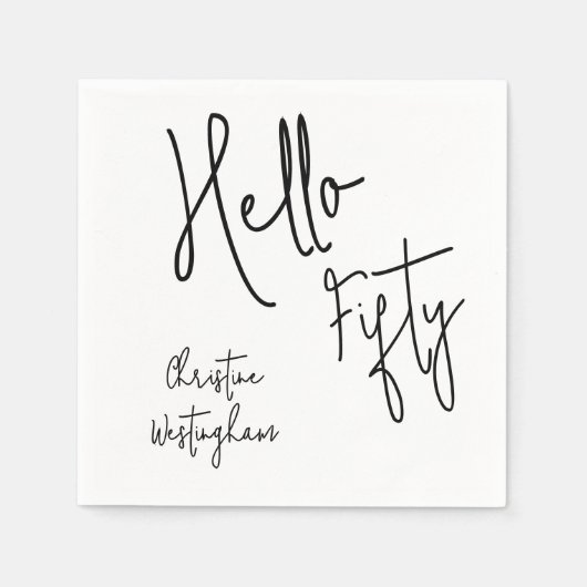 Modern Hello Fifty Script 50th Birthday Party Serviette (Vorderseite)