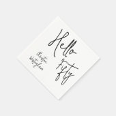 Modern Hello Fifty Script 50th Birthday Party Serviette (Ecke)
