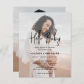 Modern Hello Foto Budget Kinderdusche Einladung (Vorne/Hinten)