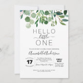 Modern Hello Little One Greenery Baby Dusche Einladung (Vorderseite)