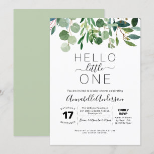 Modern Hello Little One Greenery Baby Dusche Einladung