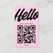 MODERN HELLO LOGO BERUFLICH QR PINK VISITENKARTE (Vorderseite)