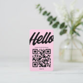 MODERN HELLO LOGO BERUFLICH QR PINK VISITENKARTE (Stehend Vorderseite)