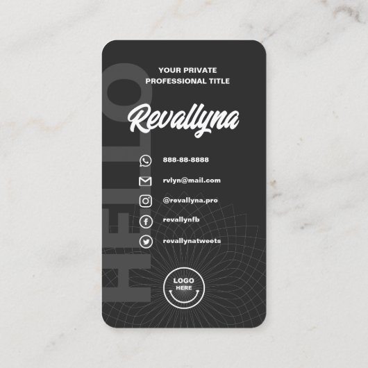 MODERN HELLO LOGO DARK GRAY VISITENKARTE (Rückseite)