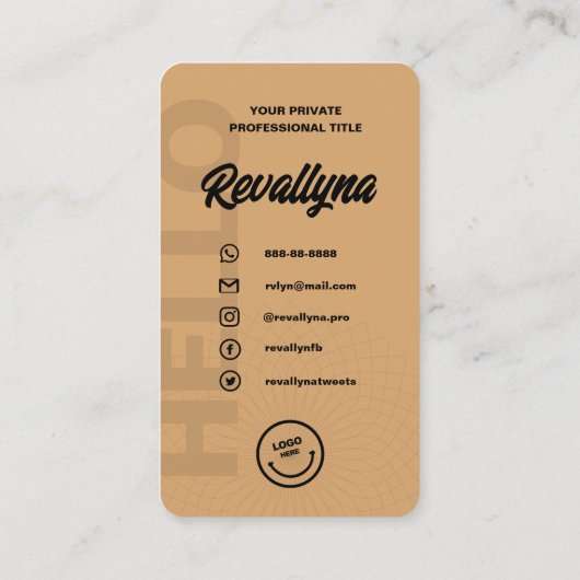 MODERN HELLO MONOGRAM LOGO BROWN ZUCKER QR CODE VISITENKARTE (Rückseite)