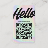 MODERN HELLO MONOGRAM LOGO HOLOGRAPHIC QR VISITENKARTE (Vorderseite)