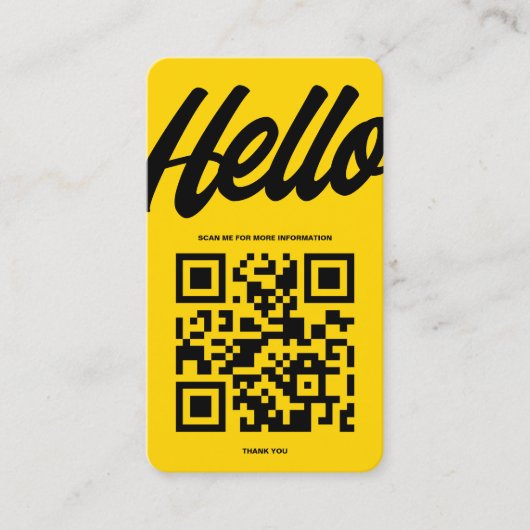 MODERN HELLO MONOGRAM LOGO YELLOW QR CODE VISITENKARTE (Vorderseite)