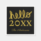 Modern Hello New Year Personalisiert Serviette (Vorderseite)