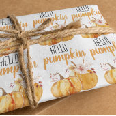 Modern Hello Pumpkin Orange Pumpkin mit Blume Geschenkpapier