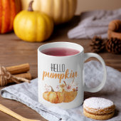 Modern Hello Pumpkin Orange Pumpkin mit Blume Kaffeetasse