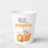 Modern Hello Pumpkin Orange Pumpkin mit Blume Pappbecher (Vorderseite)