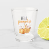 Modern Hello Pumpkin Orange Pumpkin mit Blume Schnapsglas (Vorderseite)