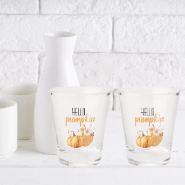 Modern Hello Pumpkin Orange Pumpkin mit Blume Schnapsglas