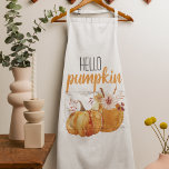 Modern Hello Pumpkin Orange Pumpkin mit Blume Schürze<br><div class="desc">Bestes Geschenk für Ihre Freunde und Familie,  Personalisierter Erntedank Text mit Herbstfarben. Glückliches Erntedankfest mit Aquarellpumpen mit Blume . Ideen zum Dekorieren Sie Zuhause auf Erntedank</div>