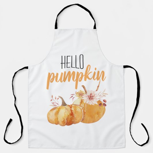Modern Hello Pumpkin Orange Pumpkin mit Blume Schürze (Vorderseite)