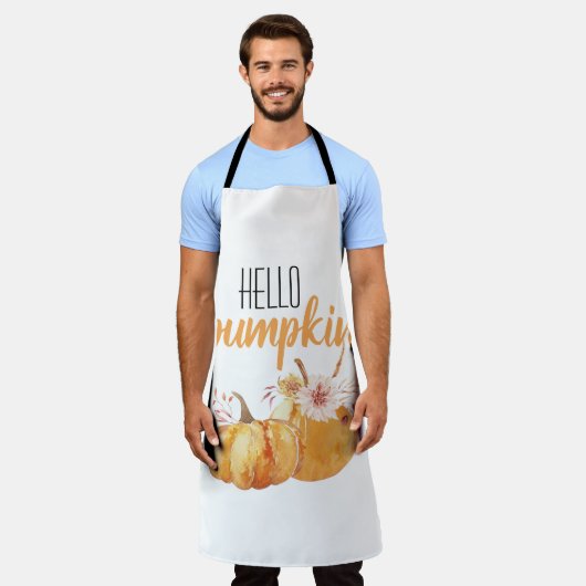 Modern Hello Pumpkin Orange Pumpkin mit Blume Schürze (Getragen)