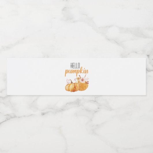 Modern Hello Pumpkin Orange Pumpkin mit Blume Wasserflaschenetikett (Einzelnes Label)