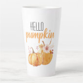 Modern Hello Pumpkin Orange Pumpkin With Flowers Milchtasse (Vorderseite)