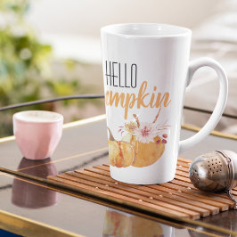 Modern Hello Pumpkin Orange Pumpkin With Flowers Milchtasse