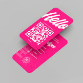 MODERN HELLO QR CODE HOT PINK VISITENKARTE