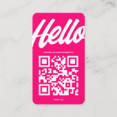 MODERN HELLO QR CODE HOT PINK VISITENKARTE (Vorderseite)