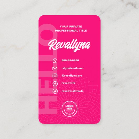 MODERN HELLO QR CODE HOT PINK VISITENKARTE (Rückseite)