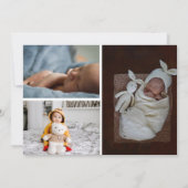 Modern Hello Script 4 Fotos Birth Ankündigung (Rückseite)