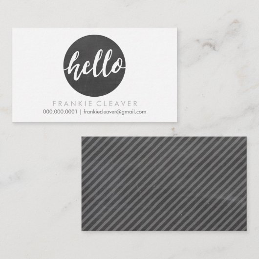 MODERN HELLO SCRIPT handgezeichnete Fett-Spot-Tafe Visitenkarte (Vorne/Hinten)