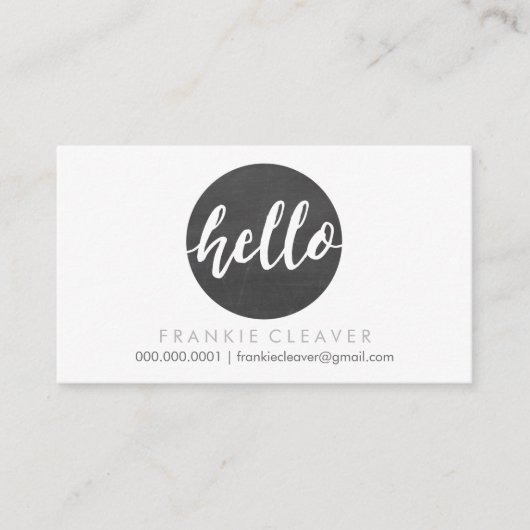 MODERN HELLO SCRIPT handgezeichnete Fett-Spot-Tafe Visitenkarte (Vorderseite)