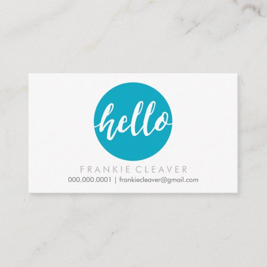 MODERN HELLO SCRIPT handgezeichnete fette Stelle t Visitenkarte (Vorderseite)