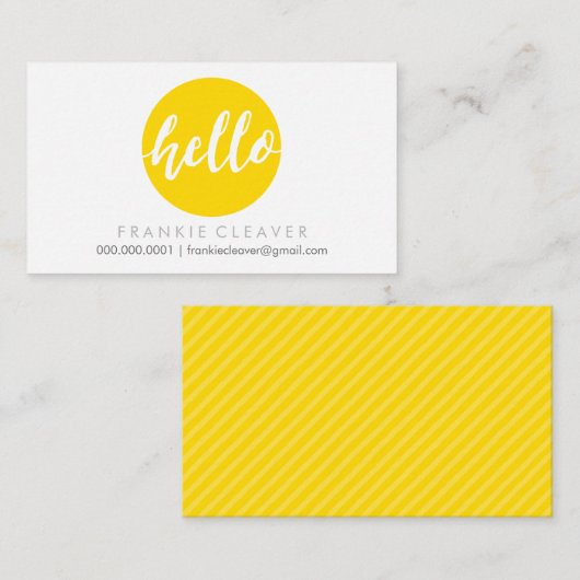 MODERN HELLO SCRIPT handgezogener, fettgelber Flec Visitenkarte (Vorne/Hinten)