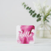 MODERN HELLO SCRIPT künstlerische Aquarellfärbung Quadratische Visitenkarte (Stehend Vorderseite)