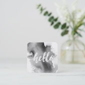 MODERN HELLO SCRIPT künstlerische Aquarellspritze  Quadratische Visitenkarte (Stehend Vorderseite)