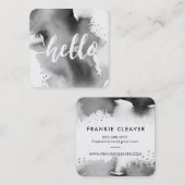MODERN HELLO SCRIPT künstlerische Aquarellspritze  Quadratische Visitenkarte (Vorne/Hinten)