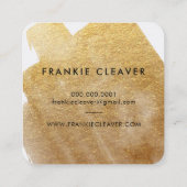 MODERN HELLO SCRIPT Luxus Goldpinselstrich Quadratische Visitenkarte (Rückseite)