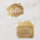 MODERN HELLO SCRIPT Luxus Goldpinselstrich Quadratische Visitenkarte (Vorne/Hinten)