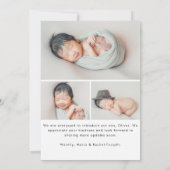 Modern Hello Script Newborn Baby Photo Birth Ankündigung (Rückseite)