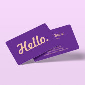 Modern Hello Script Pink & Lila Lässig Trendy Visitenkarte