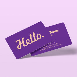 Modern Hello Script Pink & Lila Lässig Trendy Visitenkarte