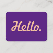 Modern Hello Script Pink & Lila Lässig Trendy Visitenkarte (Vorderseite)