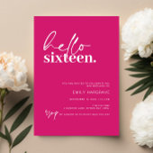 Modern Hello Sixteen Birthday Party Einladung
