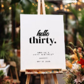 Modern Hello Thirty 30th Birthday Welcome Sign Poster