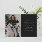 Modern Hello Thirty Birthday Party Foto Script Einladung (Stehend Vorderseite)