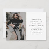 Modern Hello Thirty Birthday Party Foto Script Einladung (Vorderseite)